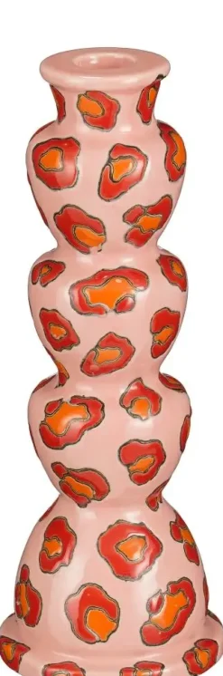 Mica Decorations kandelaar keramiek zarah 10x27cm licht roze