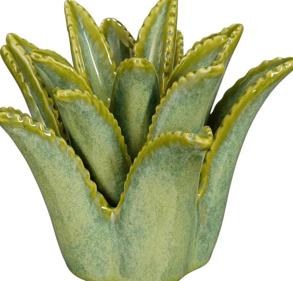 Mica Decorations kandelaar keramiek aloe vera 17x16x13cm groen