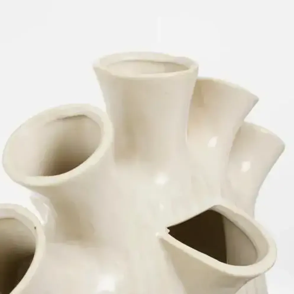Mica Decorations vaas keramiek saul 25x15.5x42cm creme