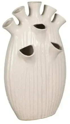 Mica Decorations vaas keramiek saul 25x15.5x42cm creme