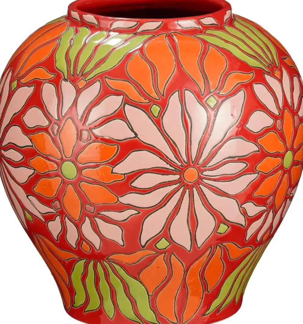 Mica Decorations vaas keramiek isabelle 28x28cm donker roze