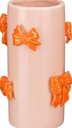 Mica Decorations vaas keramiek strik 14x22.5cm oranje