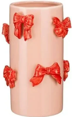 Mica Decorations vaas keramiek strik 14x22.5cm oranje