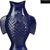 Mica Decorations vaas vis 19x9.5x26cm blauw
