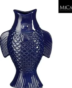 Mica Decorations vaas vis 19x9.5x26cm blauw