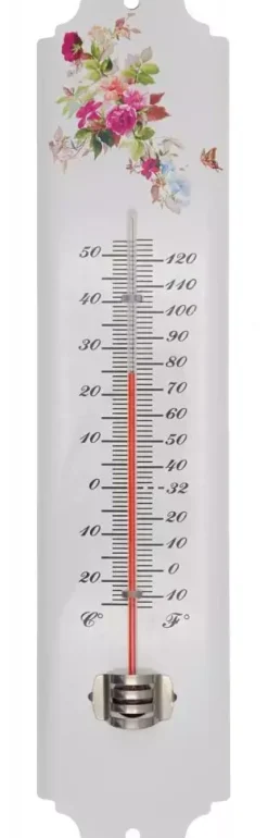 Muurthermometer metaal bloem h30cm