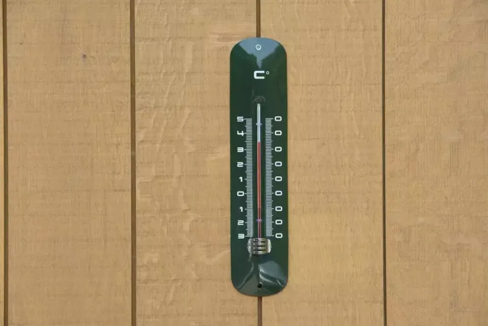 Muurthermometer metaal groen h30cm