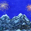 My Village achtergrond canvas led vuurwerk