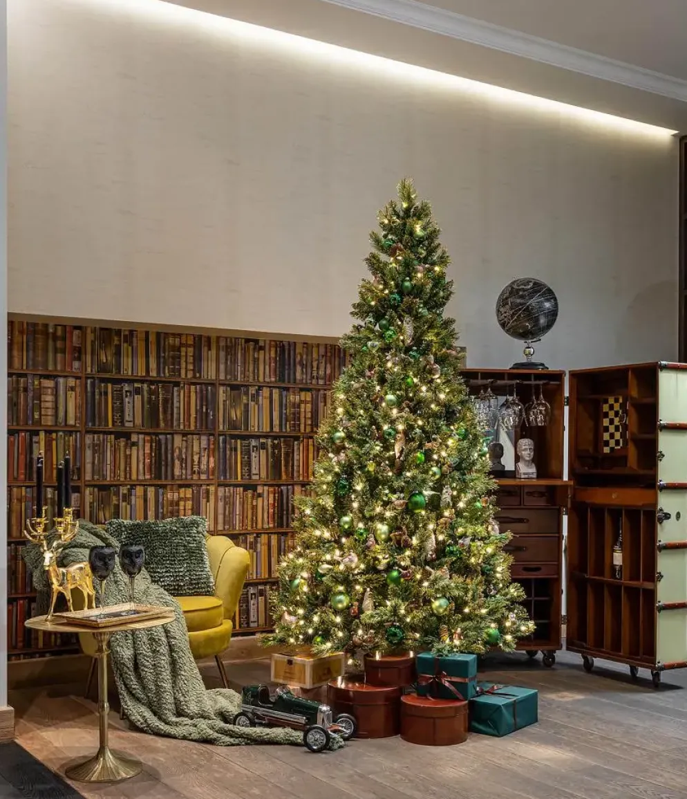 National Tree Company Shimmery Golden Bristle kunstkerstboom goud & groen 228cm