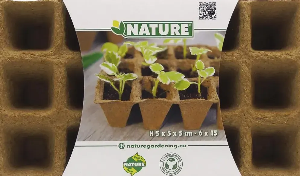 Nature afbreekbare Biopottrays, 5x5x5cm, 6x15st