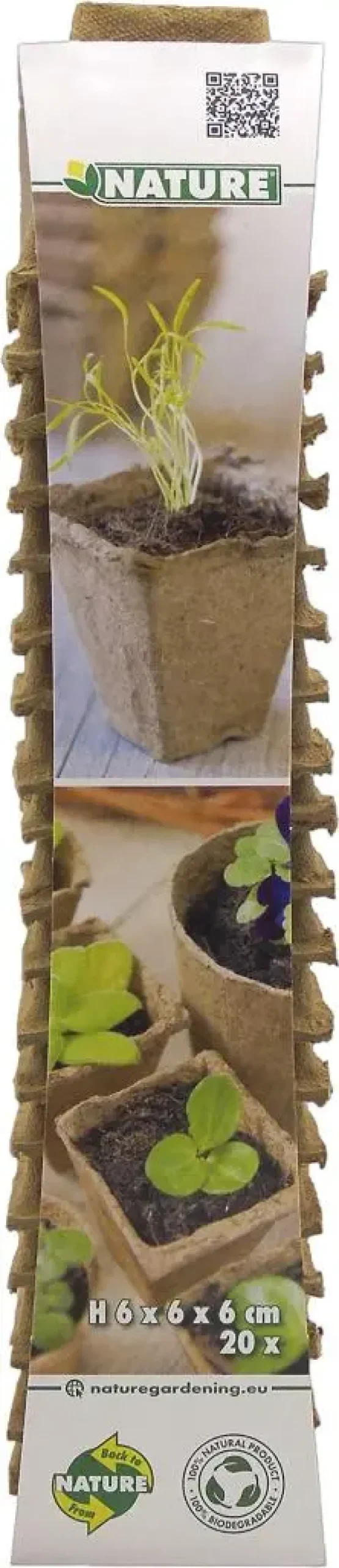 Nature Biopot | biologisch afbreekbare, vierkante kweekpotjes | 6x6x6cm 20st
