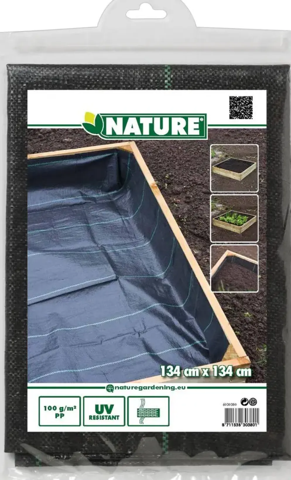 Nature Gronddoek Vierkante metertuin 134x134cm Zwart