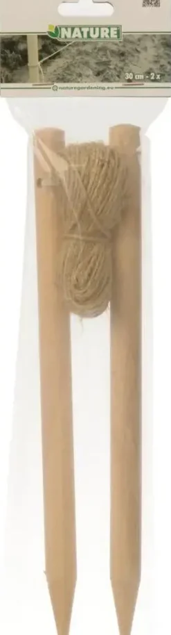 Nature Pootlijnset met 2 houten stokken en 20m touw.