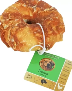 Natuurlijke snack kip, donut met kip, 9 cm met label