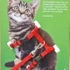 Nylon kittentuig met lijn, rood