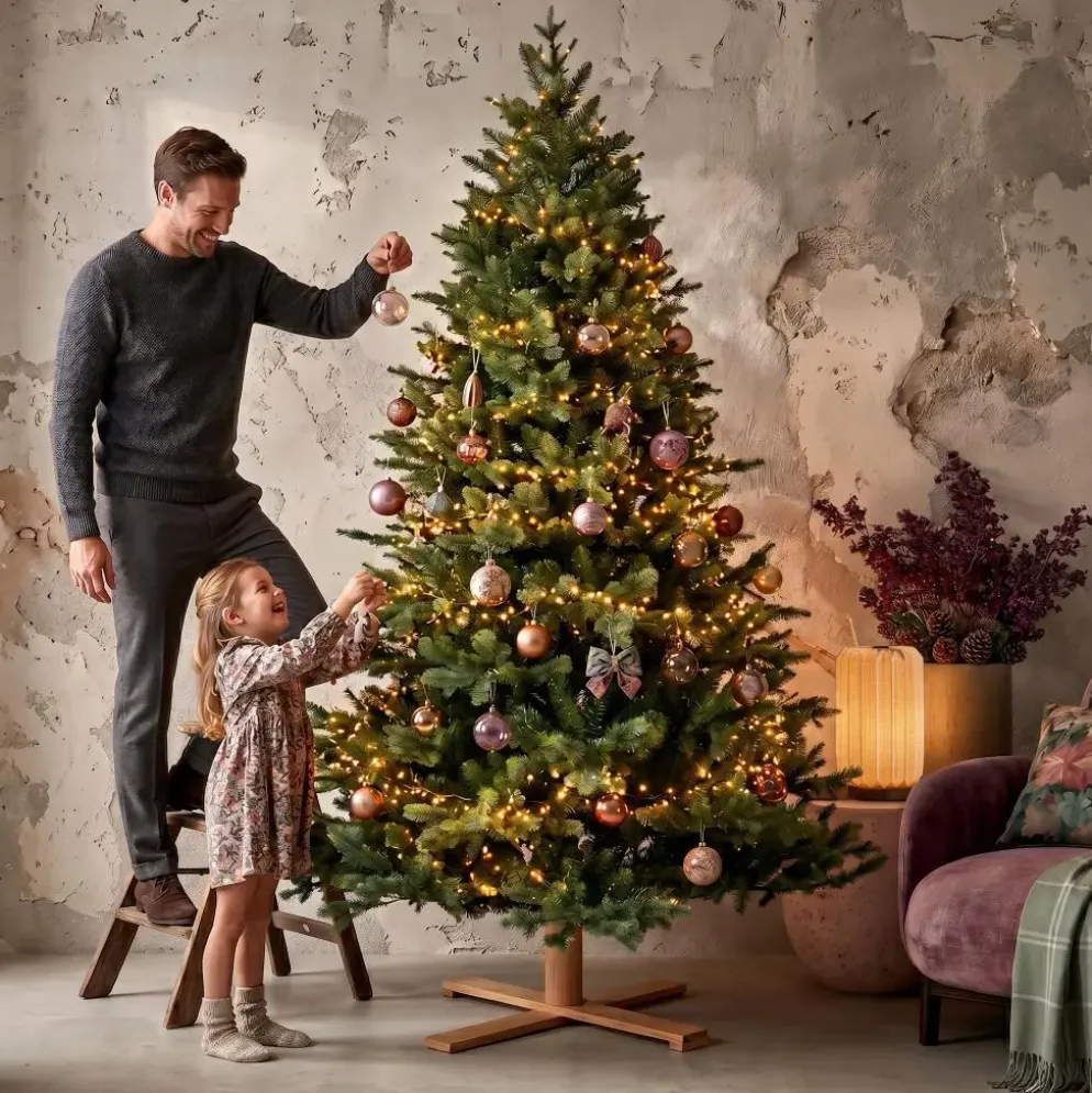 Our Nordic Christmas Lund kunstkerstboom houten voet groen 198cm