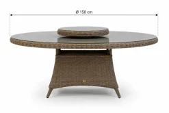 Own Living dining tuintafel ferro incl. lazy susan draaiplateau 150x78cm mexican sand