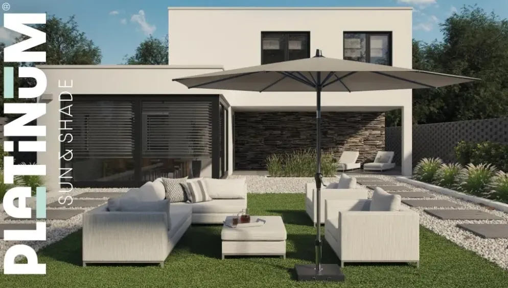 Platinum Sun & Shade parasol riva 350cm lichtgrijs