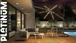 Platinum Sun & Shade zweefparasol challenger t2 glow 350cm lichtgrijs