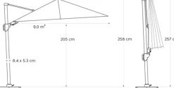 Platinum Sun & Shade zweefparasol nexus t2 300x300cm manhattan/antraciet