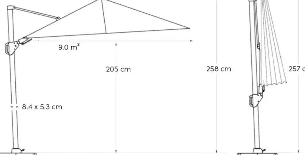 Platinum Sun & Shade zweefparasol nexus t2 300x300cm faded black/antraciet
