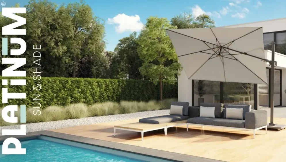 Platinum Sun & Shade zweefparasol challenger t2 premium 300x300cm lush green