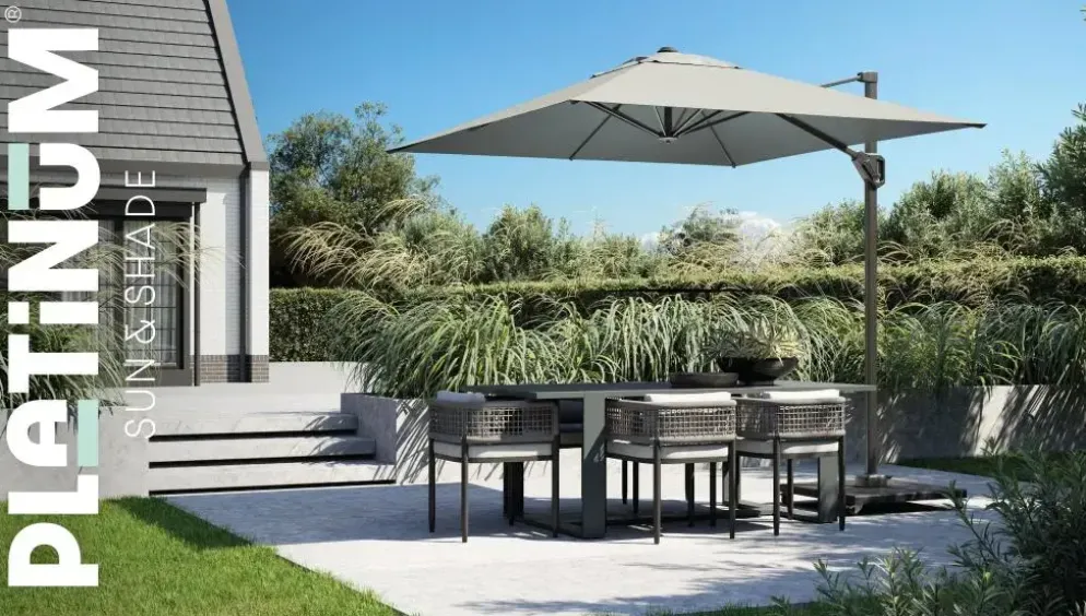 Platinum Sun & Shade zweefparasol voyager t1 300cm lichtgrijs