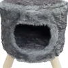 Poef rond pluche met gat Ø 42x50 cm grijs