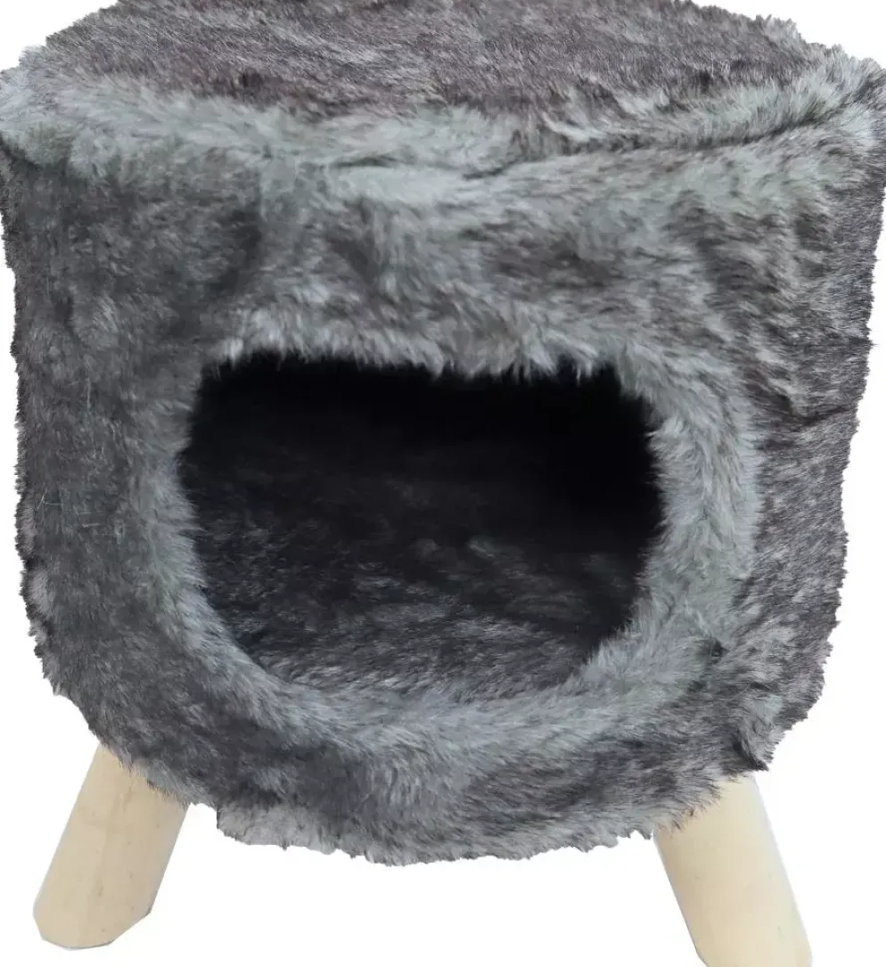Poef rond pluche met gat Ø 42x50 cm grijs