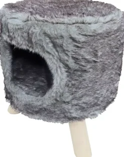 Poef rond pluche met gat Ø 42x50 cm grijs