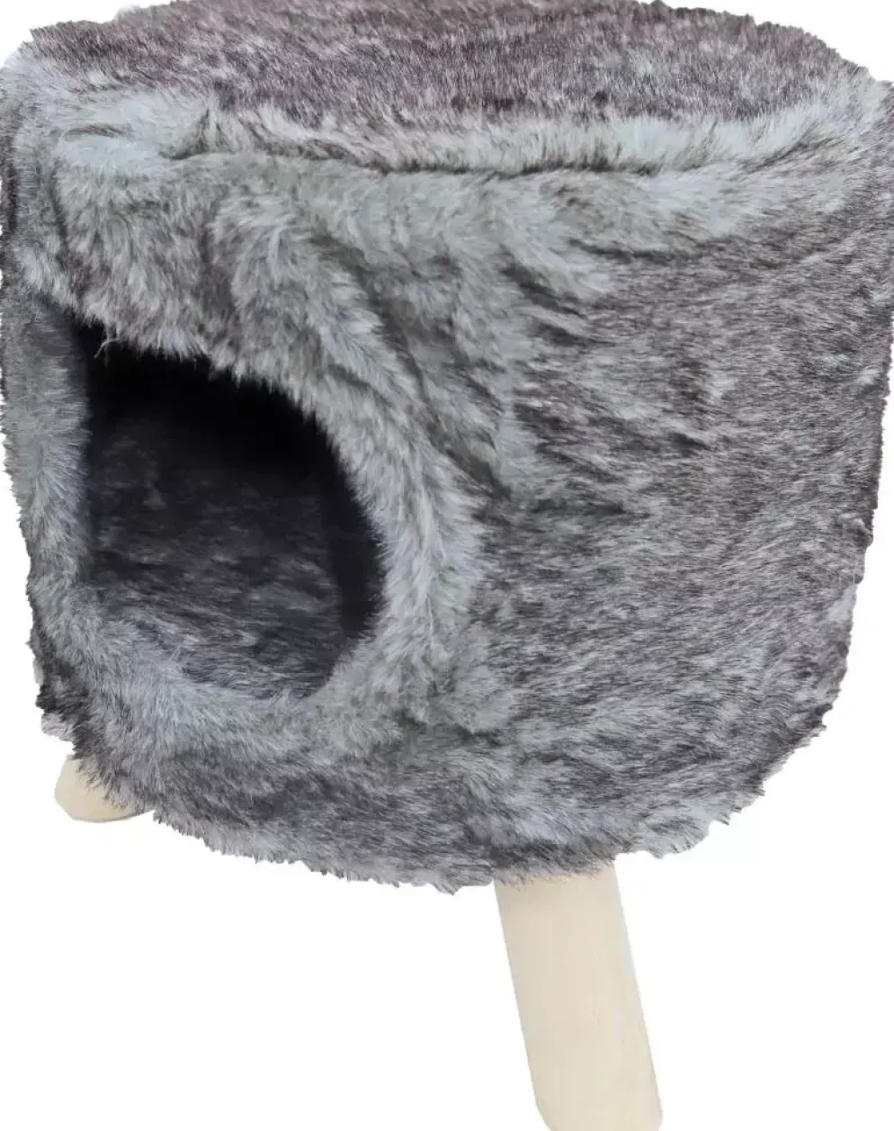 Poef rond pluche met gat Ø 42x50 cm grijs