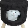 Poef rond pluche met gat Ø 42x50 cm zwart
