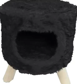 Poef rond pluche met gat Ø 42x50 cm zwart