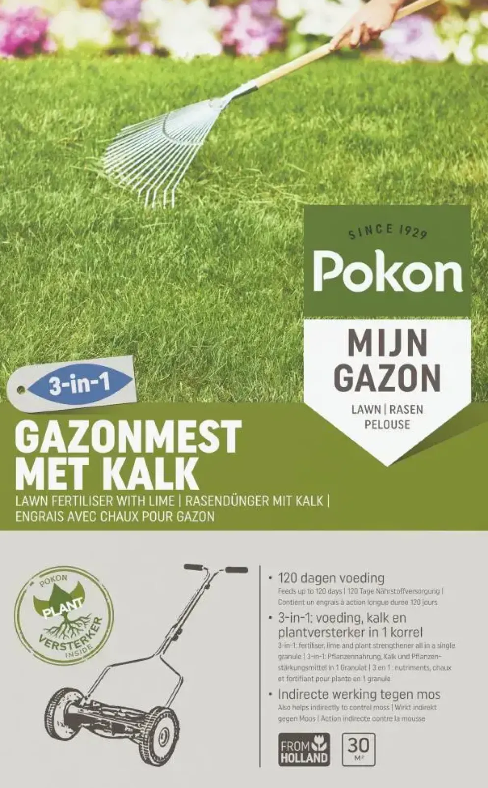 Pokon Gazonmest met Kalk 2kg voor 30m²