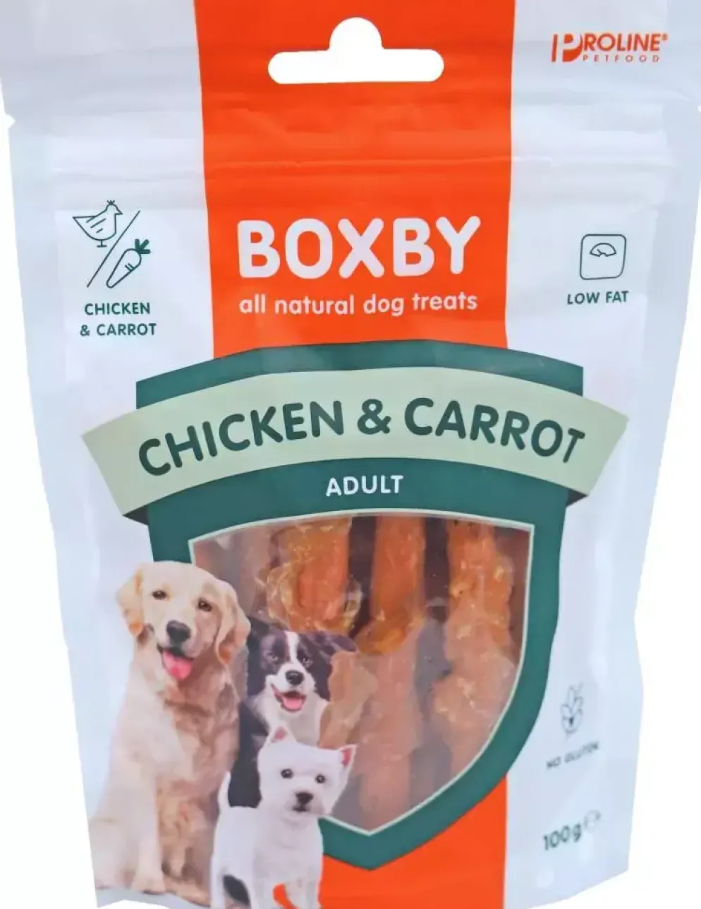 Proline Boxby chicken & carrot sticks, 100 gram
