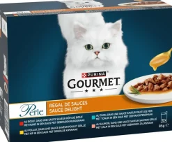 PURINA GOURMET Perle Sauce Delight, volledig nat diervoeder voor volwassen kattten, met tonijn in een saus met zeevruchtensmaak, 85g zakje