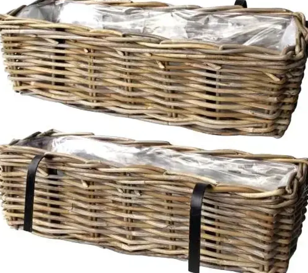 Rotan balkonbak antiek grijs 46cm