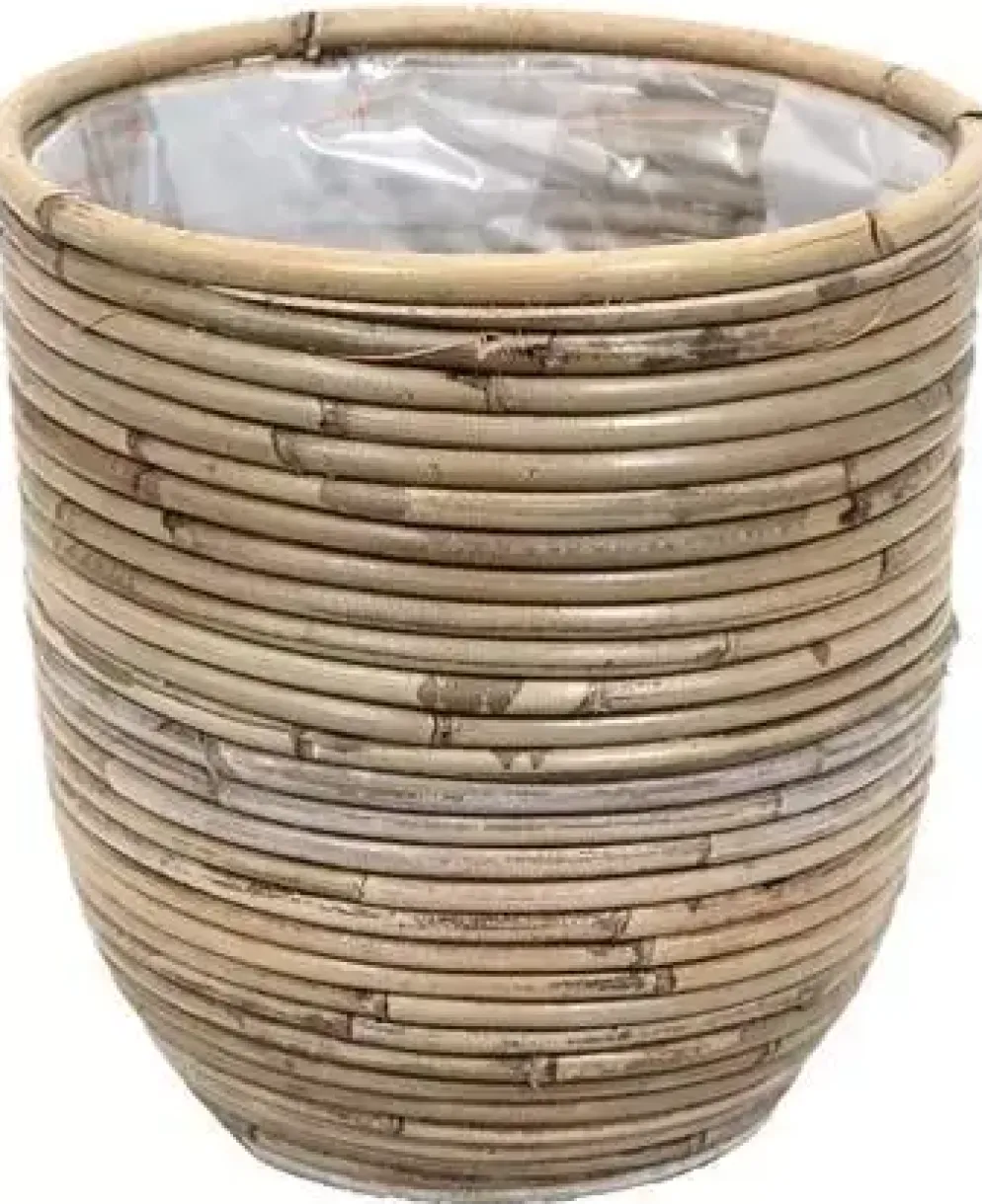 Rotan Ballon plantenmand 15x14cm