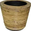 Rotan Drypot Streep grote plantenmand met plastic inleg 35x30cm