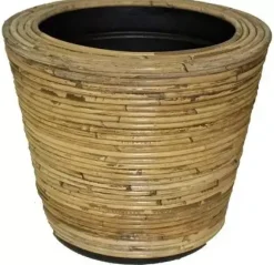 Rotan Drypot Streep plantenmand grijs 32x23cm