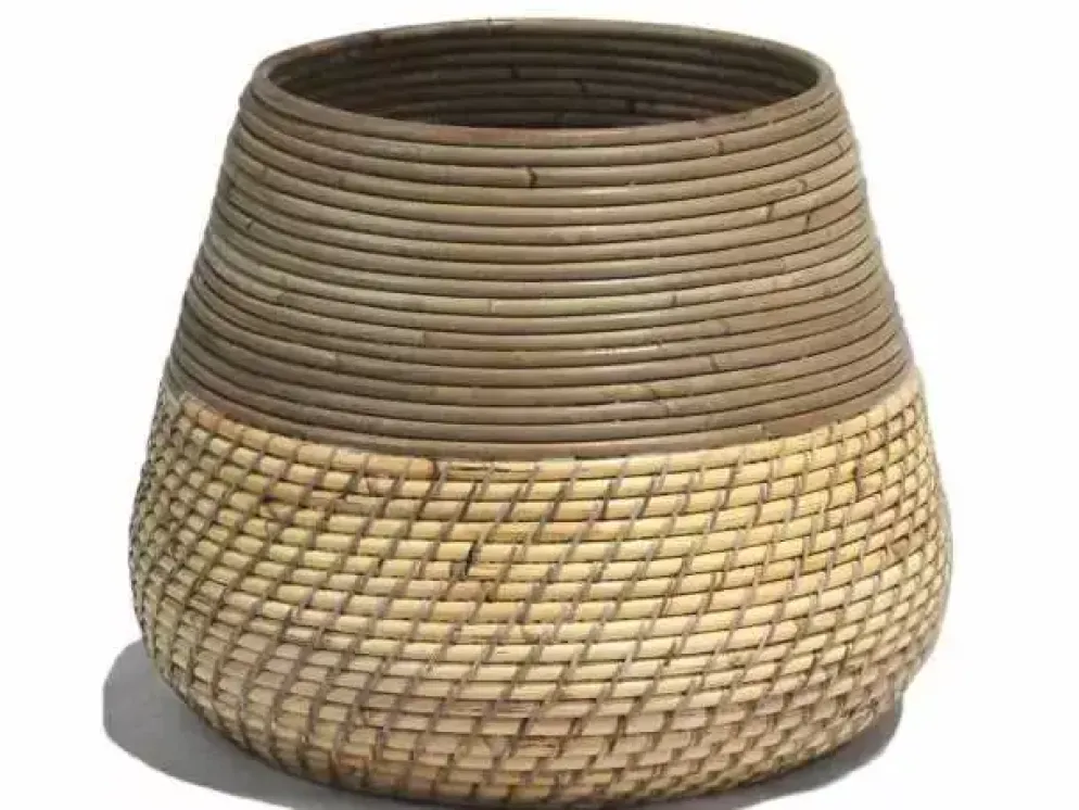 Rotan Lombok plantenmand 27x33cm grijs