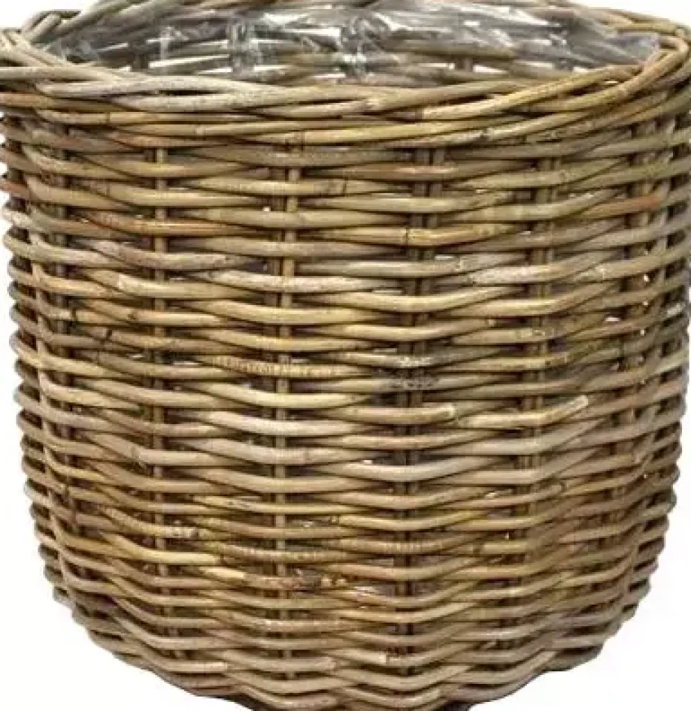 Rotan plantenmand grijs 43x43x40cm