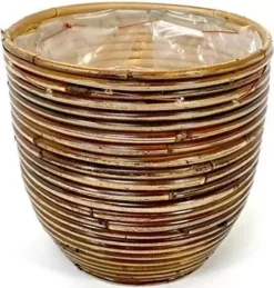 Rotan plantenmand stripe bronze 20x19cm