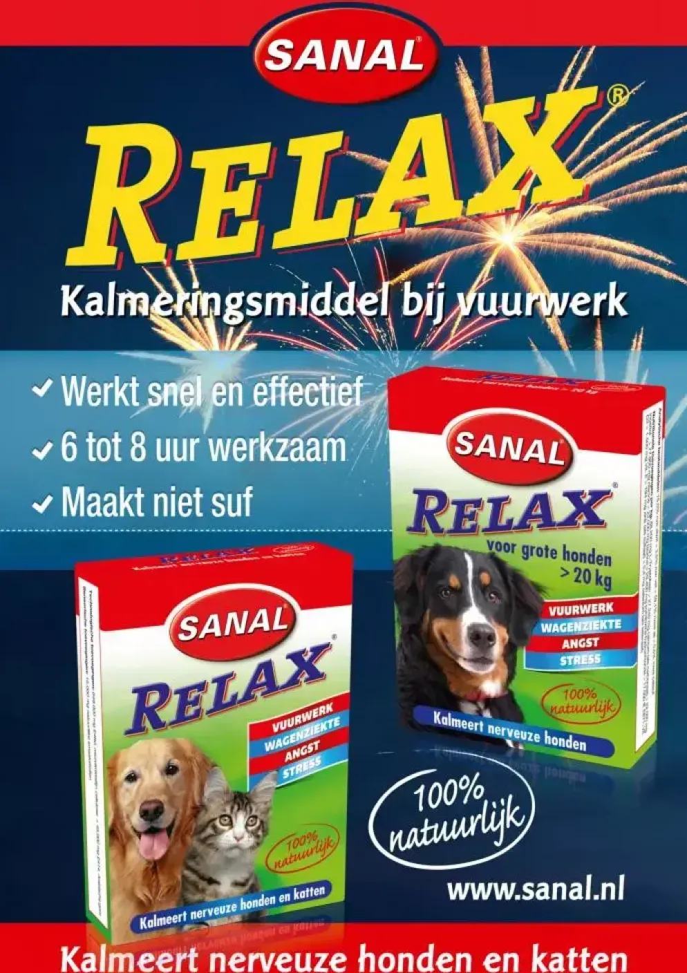 Sanal relax hond en kat 15 tabletten