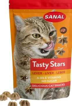 Sanal Tasty Stars kattensnoepjes lever 12 x 40g