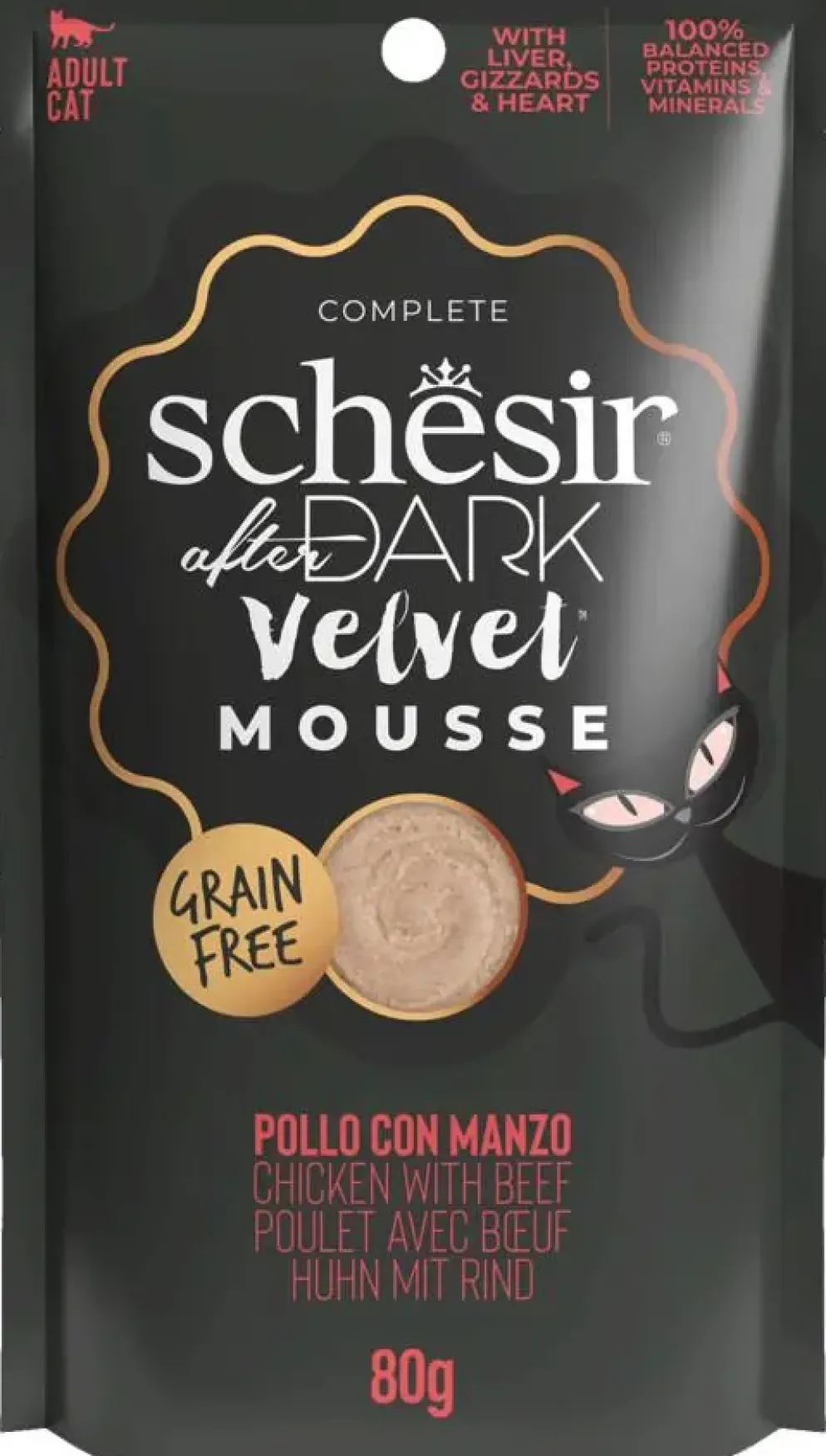 Schesir After Dark Velvet mousse kip & rund 80g