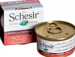Schesir kattenvoer in natuurlijke saus tonijn, rund & rijst 85g