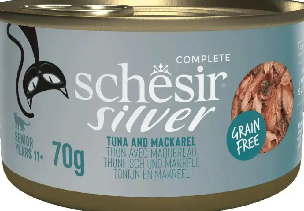 Schesir Silver Kattenvoer – Tonijn & Makreel in Bouillon 70 g