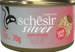 Schesir Silver Senior met bouillon kip & eend 70g