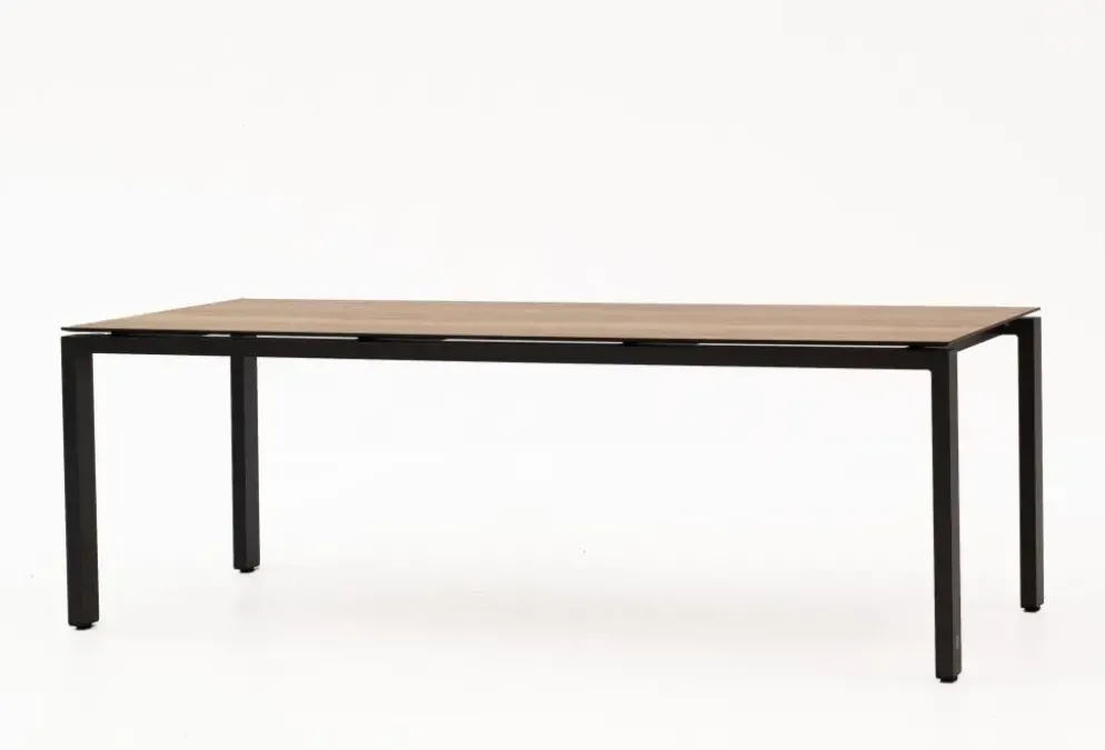 4 Seasons Outdoor dining tuintafel goa hpl teak patroon 220x95x74cm antraciet